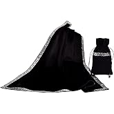 BLESSUME Altar Tarot Table Cloth Divination Wicca Square Velvet Cloth with Tarot Pouch Black