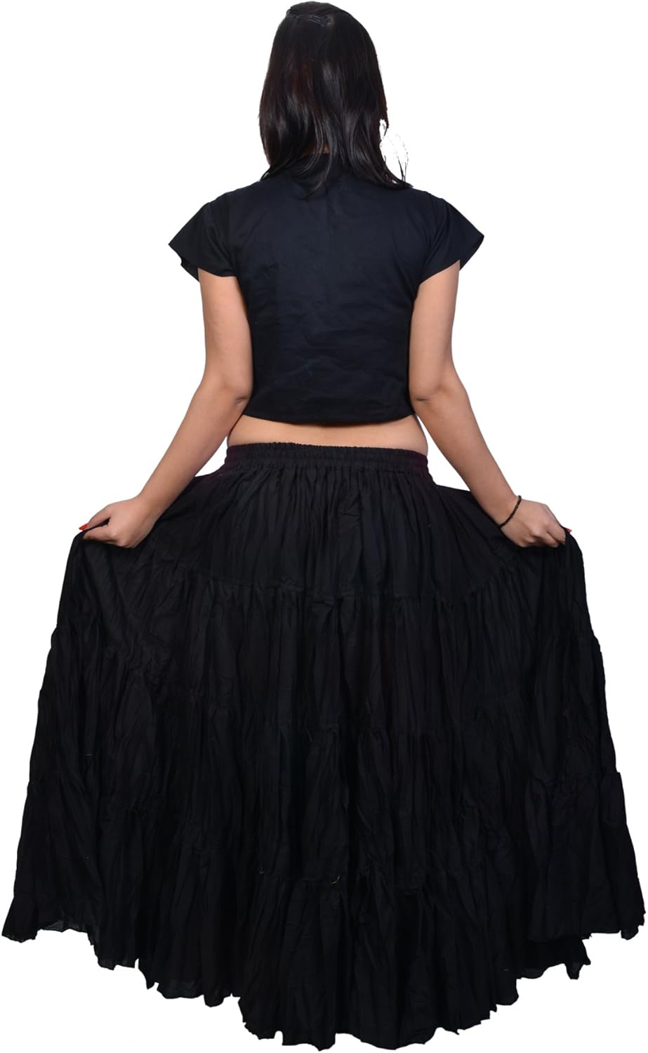 Wevez Plus Size 40 Inches Long Tribal Fusion 25 Yard Skirt (Black): Clothing