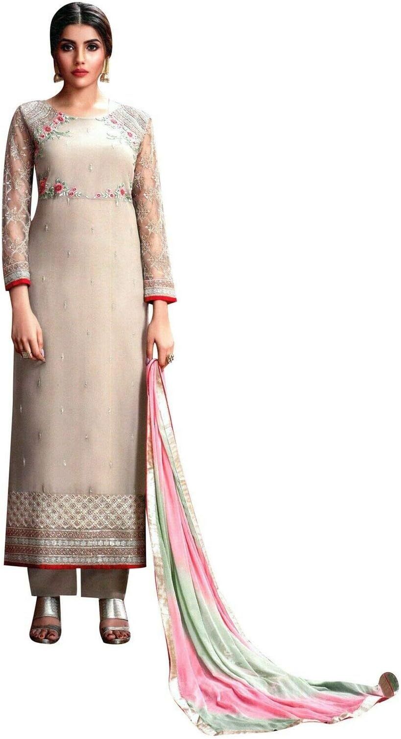 ladyline Partywear Chiffon Georgette Embroidered Salwar Kameez Womens Ready to Wear Indian Formal Dress