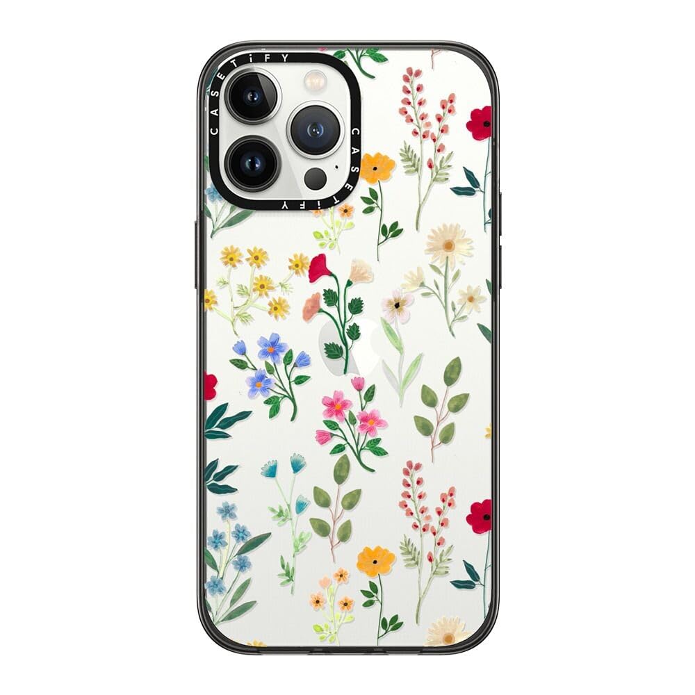 CASETiFY Compact iPhone 13 Pro Max Case [2X Military Grade Drop Tested / 4ft Drop Protection] - Spring Botanicals 2 - Clear Black — image 1