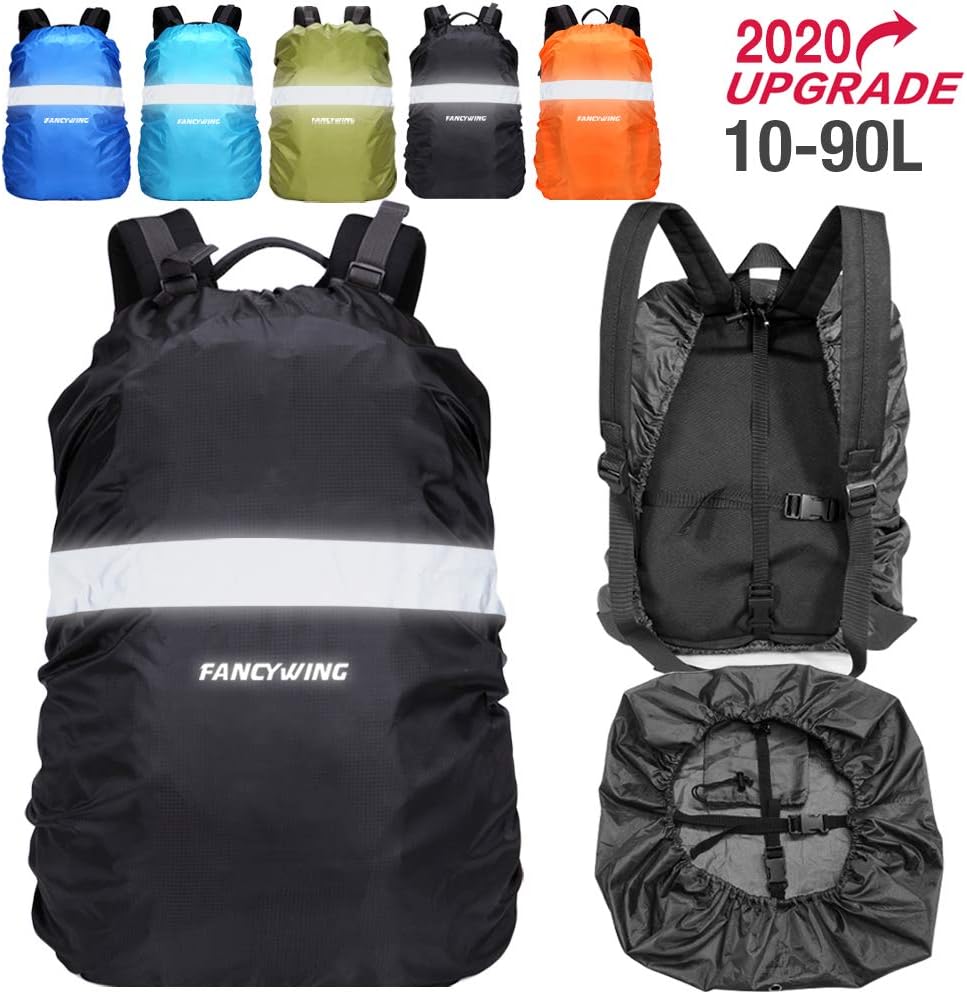 FANCYWING Waterproof Backpack Rain Cover with Reflective Strap, Upgraded 10-90L Non-Slip Rainproof Backpack Cover for Hiking, Camping, Hunting, Rain Cycling, etc.