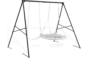 YOROVENT Swing Stand A Frame for 2 Swings,550lbs Metal Saucer Tree Swing Frame Heavy Duty,70” High and 97” Wide,All Weather Resistant Anti-Rust,for Kids Adult Outdoor Backyard(Without Swing) (Black)