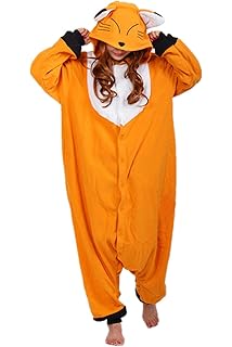 Amazon Com Fox Onesie Adult Kids Pajamas Onepiece Halloween Cosplay Costume Animal Outfit Clothing