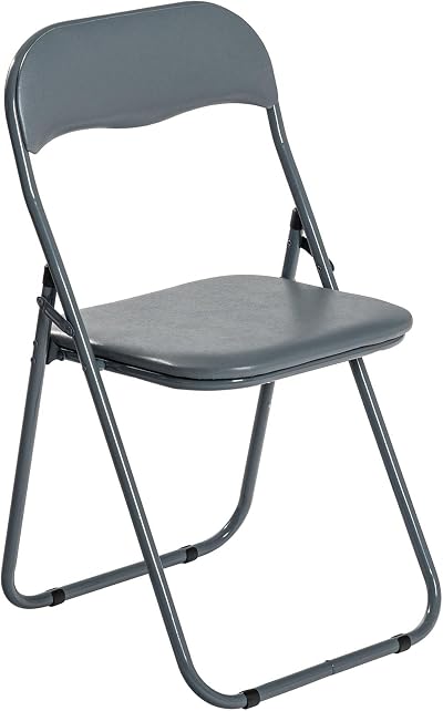 Harbour Housewares Padded Folding Chair Grey Solid Pack 1 Easy Store