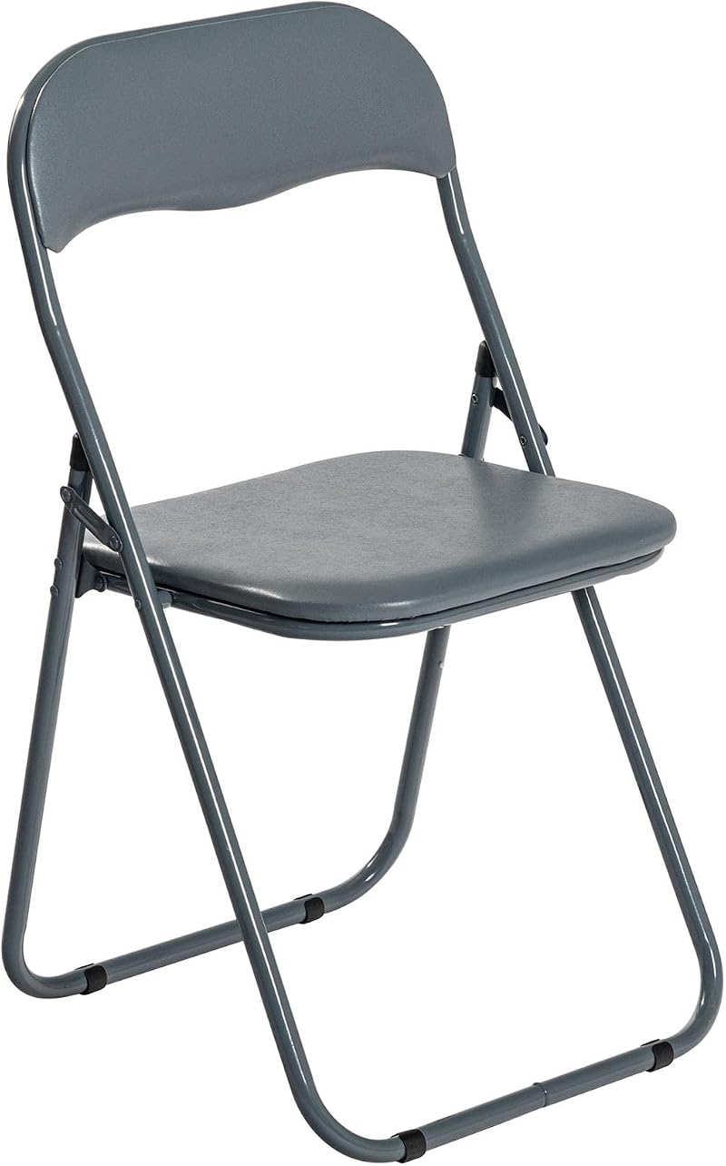 Harbour Housewares Padded Folding Chair Grey Solid Pack 1 Easy Store