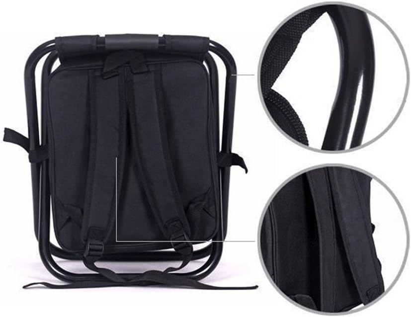 Nadalan Outdoor Folding Chairs Fishing Backpack Chair,Portable Camping Stool,Foldable Chair with Double Layer Oxford Fabric Cooler Bag for Fishing,Beach,Camping,House and Outing (Black) - Image 4