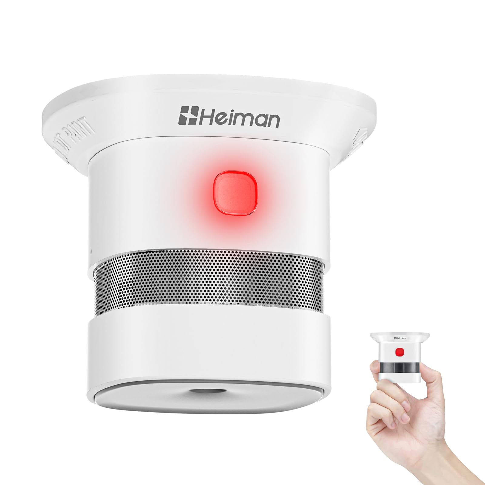 Heiman Mini Smoke Alarm for Home, 10-Year Battery Smoke Detector with Photoelectric Sensor, EN14604 UKCA CE LPCB DBI Certified, Red Dot Award Winning Independent Fire Alarm (1 Pack)