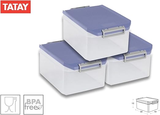 TATAY 1150207 Lote de 3 Cajas Multiusos 4.5 L. Azul Paloma: Amazon.es: Hogar