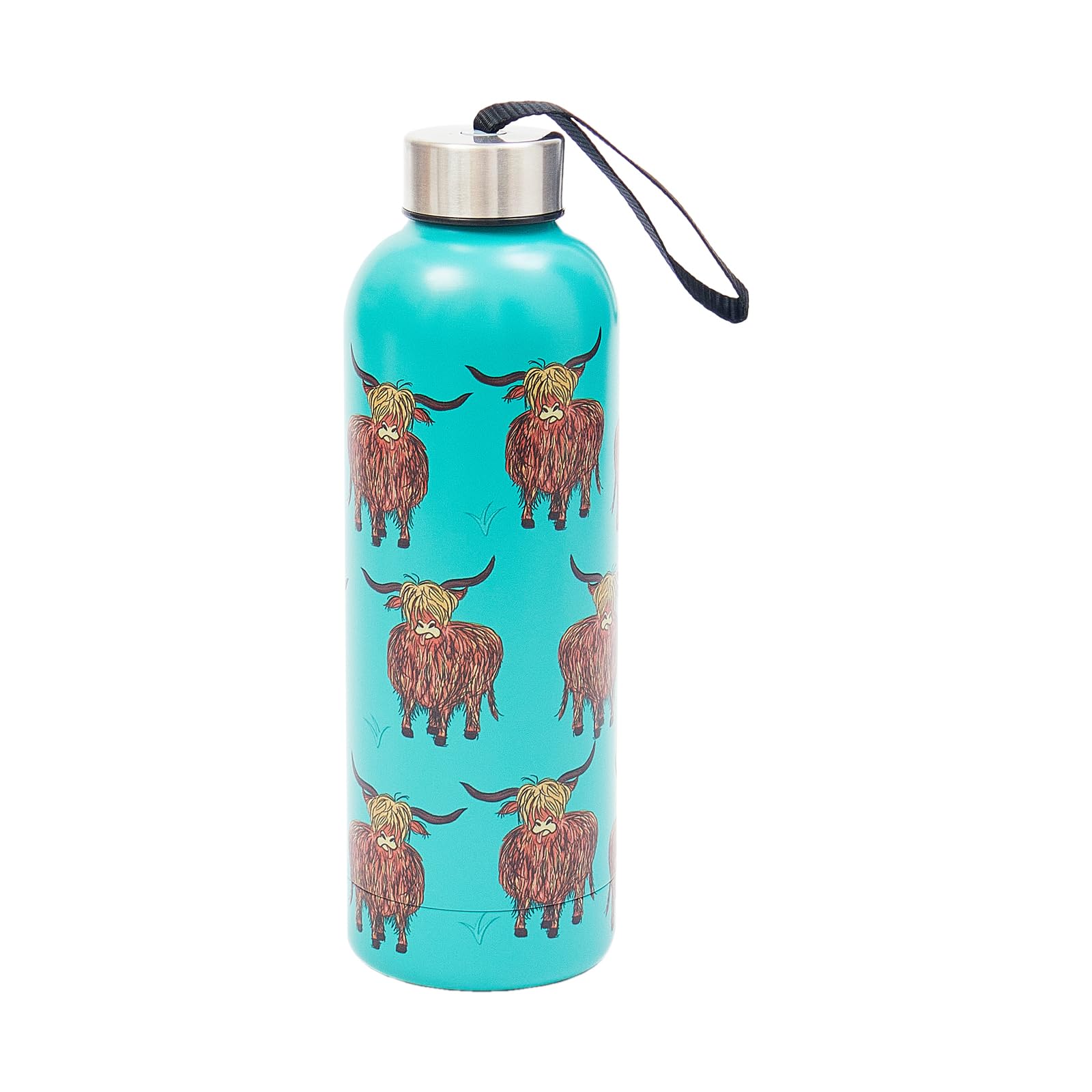 Eco Chic Reusable Thermal Bottle Stainless Steel Leakproof Insulated Water Bottle (Highland Cow Teal)