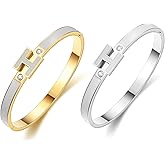 Gold H Bracelets for Women, 18K Gold Plated Bangle Bracelets Dainty Non Tarnish Bracelet Jewelry Christmas Mothers Day Gifts for Women