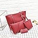 Clearance!! 4 Pcs Womens Fashion Bags Women Leather Shoulder Bag+Crossbody Bag+Handbag+Wallet (Red)