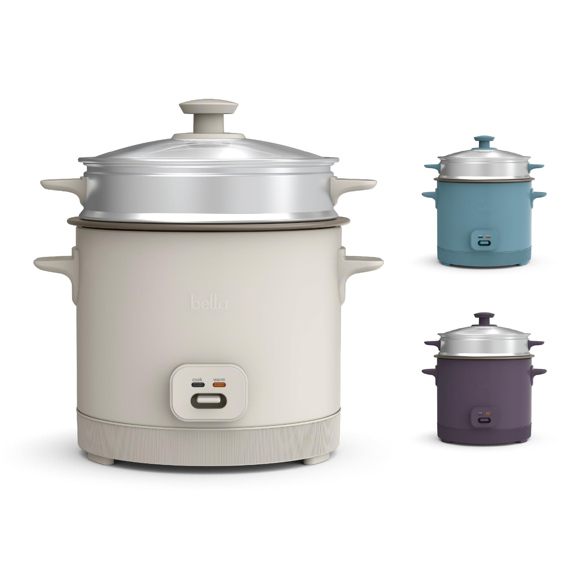 Photo 1 of bella 16 Cup Rice Cooker with Steamer, Dishwasher Safe Steaming Basket, Rice Paddle and Measuring Cup, Removable Nonstick Cooking Bowl, Automatic Keep Warm Function?, 400 Watt, Oatmilk