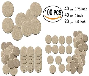 Nourish 100 Pcs Self Sticking Round Felt Pads Non Skid Floor Protector Furniture Pad Noise Insulation Pad