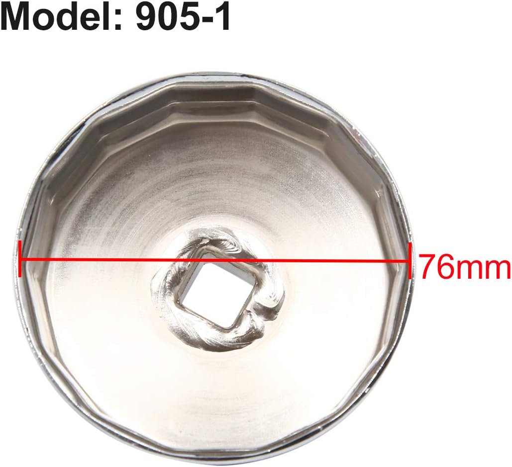 sourcing map Steel 74-75mm Inner Dia 14 Flute Car Oil Filter Wrench Remover Tool, Silver Tone, 18 x 13 x 4.5 cm - Image 3