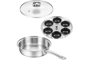 ZJRDYYK Egg Poacher Pan, Stainless Steel Nonstick Poached Egg Maker with 6 Cups and Lid, Compatible with Induction and Gas Ho