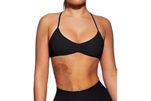 TZLDN Halter Sports Bras for Women Strappy Padded Backless Workout Top Yoga Gym Clothes Femme Low Impact