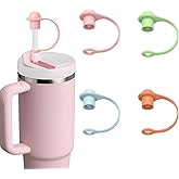 Silicone Straws Caps Compatible with Stanley Cup 20 30&40 oz Straw Cover Toppers Tumbler with Handle Accessories,4 Pcs 0.4in/10mm Straw Lid,Dust-Proof Reusable