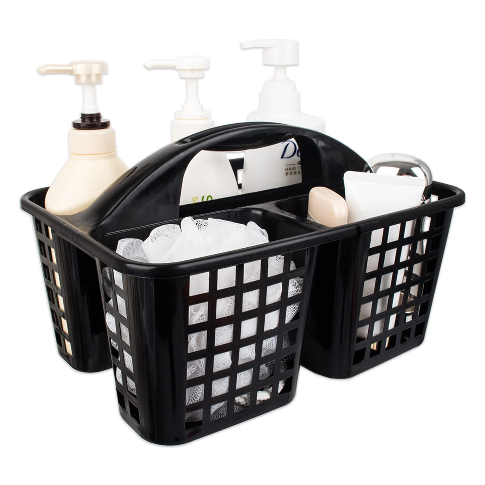 Photo 1 of JiatuA Portable Shower Caddy Basket with Compartments Cleaning Supplies Organizer with Handle Plastic Storage Divided Tool Bin for Bathroom, Bedroom, Kitchen, College Dorm, Garden, Under Sink, Black