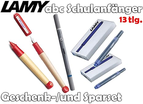 LAMY abc Schulanfänger Füllfederhalter ROT + Drehbleistift [Starter-/Geschenkset] inkl. 2 Päckchen Tintenpatronen = 10Stk. & 