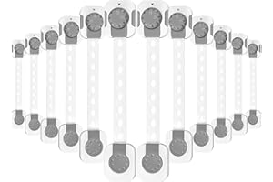 Fursafe&Q Child Safety Cabinet Proofing, Baby Cabinet Locks Adhesive Adjustable Child Safety Strap Locks Drawer Fridge Ovens Toilet Latches No Screws for Furniture Kitchen 12Pack