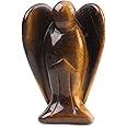 AOGSLONA Tiger Eye Angel Crystals Healing Stones Spiritual Healing and Protection Guardian Statue Pocket Gemstone Decor Polished Peace Angel Figurine Meditation Love Gift for Women Men