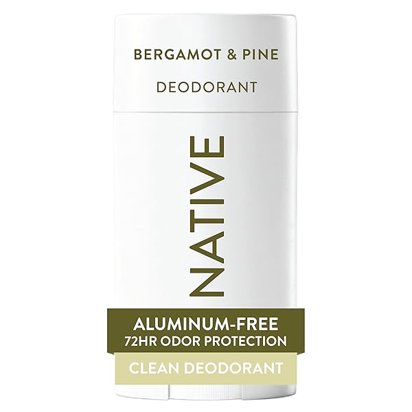 NATIVE DEODORANT CONTAINS NATURALLY DERIVED INGREDIENTS, 72 HOUR ODOR CONTROL, DEODORANT FOR WOMEN AND MEN, ALUMINUM FREE, BERGAMOT & PINE 2.65OZ