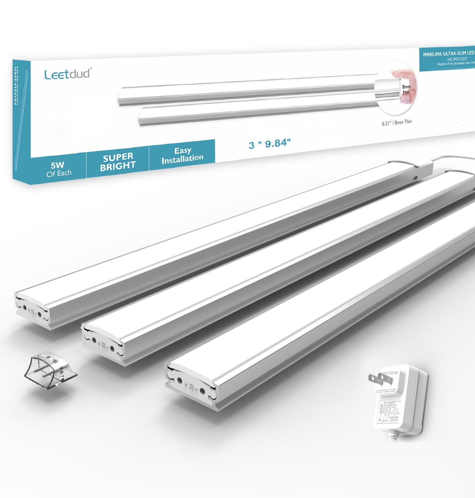 Photo 1 of Leetdud Under Cabinet Lighting Plug in, 10 Inch (2+1) Pcs Kitchen Counter Lights,4000K Super Bright Ultra Thin LED Underabinet Light Bar for Cupboard,Shelf,Sink,Workbench