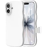 ORNARTO for iPhone 17 Wavy Case, Cute Curly Wave Edge Design, [Camera Control Button - Compatible with MagSafe], Stylish Shockproof Liquid Silicone Phone Cover, White