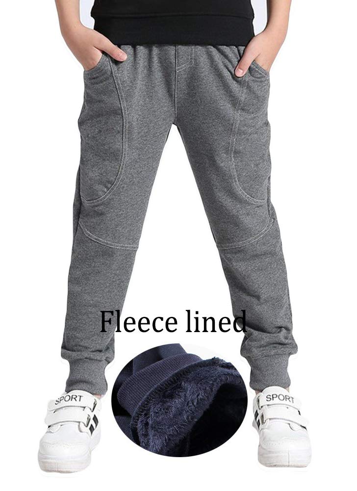 Boy's Cotton Sweatpants Adjustable Waist Jogger Pants Trousers in Basic Colors