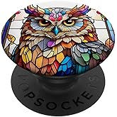 Stained Glass Owl PopSockets Adhesive PopGrip