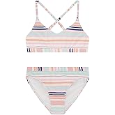 Roxy Girls Two-Piece Bikini Swimsuit Set, UPF 50+ Sun Protection, Quick-Dry Bathing Suit