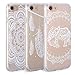iPhone 7 Case, FiveBox 3-Pack Ultra Thin [Shockproof] Silicone TPU Gel Clear Case, Henna White Floral Paisley Flower Mandala Flowers Pattern Hard Back Protective Bumper Case for iPhone 7 (2016)