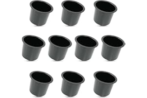 YH POKER Yuanhe Aluminum Jumbo Cup Holder - 10 Pack Black Poker Table Cup Holder Insert for Casino Game Table Sofa Boats Pontoon Marine Bench Desk RV Cars & Trucks