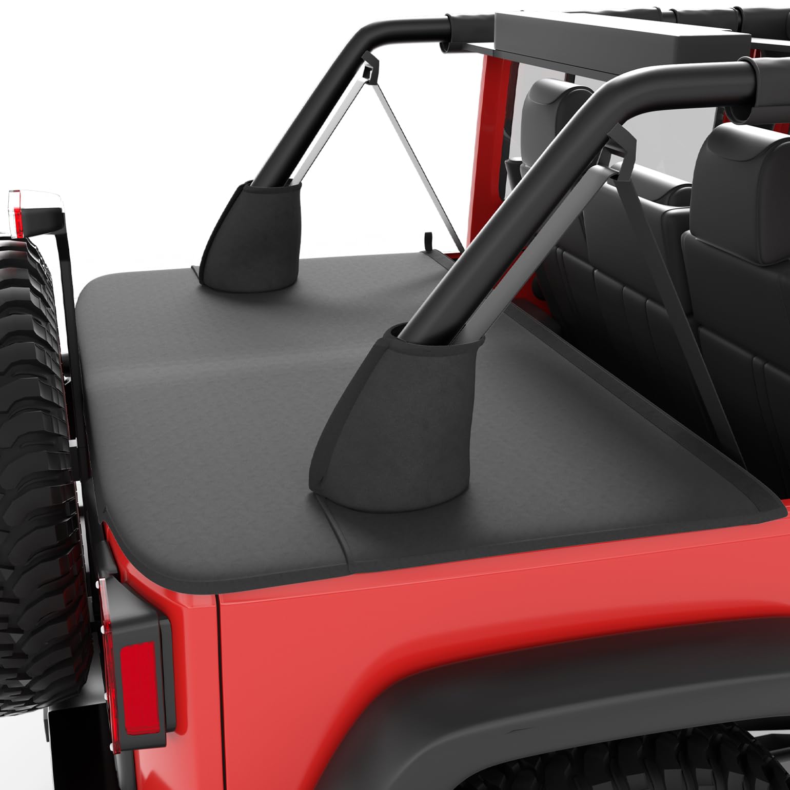Photo 1 of QMPARTS Tonneau Cover for Wrangler JK Unlimited 4 Door, Cargo Cover Trunk Tailgate Cover JK Accessories Compatible with 2007-2018 Wrangler JKU 4 Door-Black