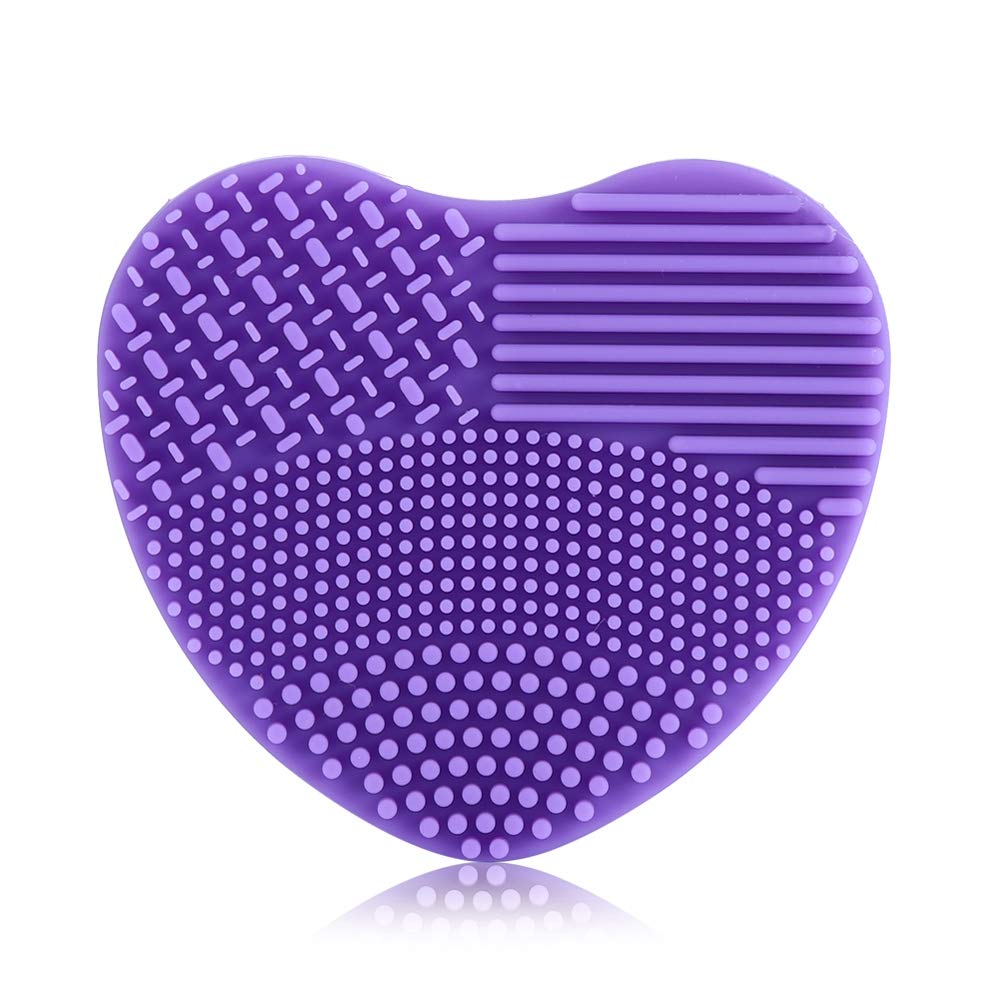 Silicone gloves brush accessories, heart shape silicone makeup brush detergent brush for cosmetic washing(Purple)