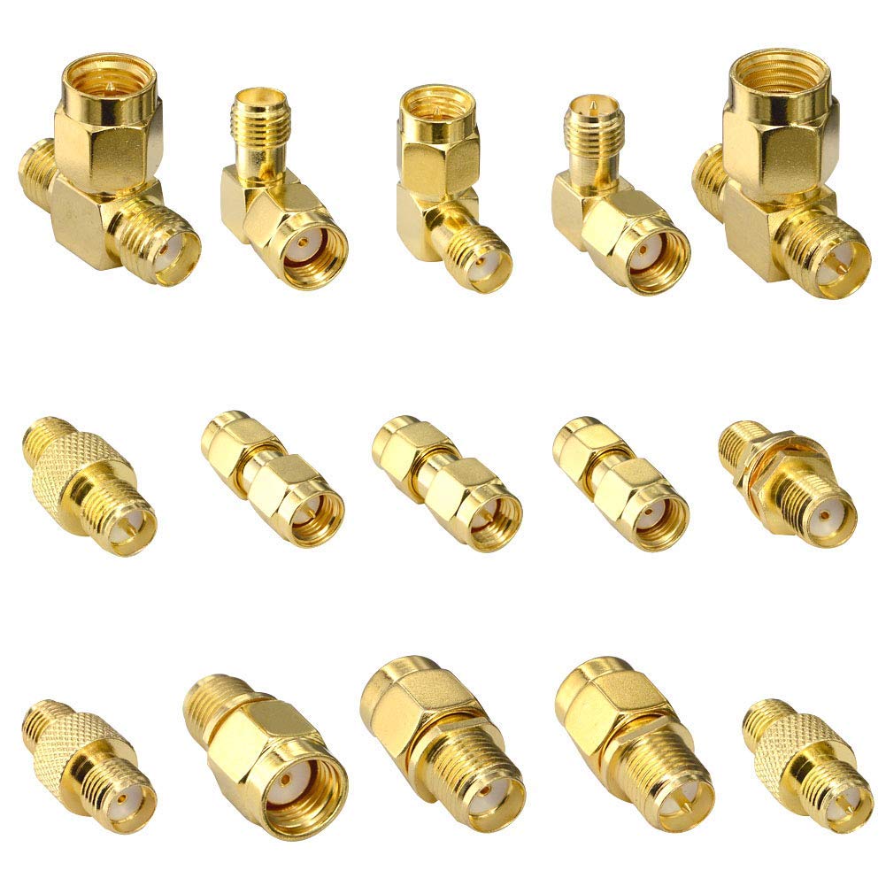 15 Type RF Antenna Adapter Kit SMA Connector SMA Male Female Coupler Converter for WiFi Antenna Extension Cable Goggles Antenna Amateur Repeaters Radio FPV Drone