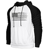 H HYFOL Men's Sweatshirt USA FLAG Patriotic Graphic Polyester Hoodies for Men Pocket Raglan Long Sleeve Sweatshirts