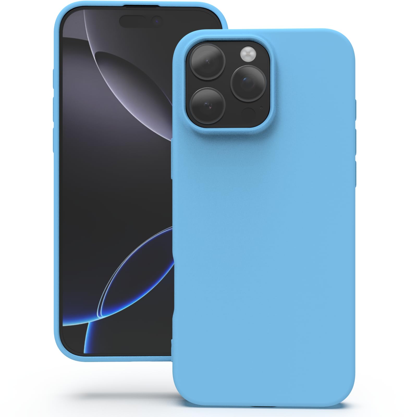 YATWIN Silicone Case for iPhone 16 Pro, Soft-Touch, Shockproof, DustProof, Antiskid Full Body Armour Phone Cover for Apple iPhone 16 Pro - Sky Blue