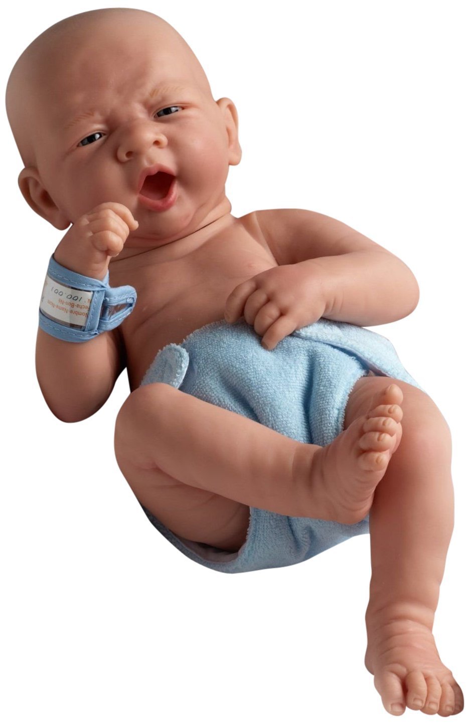 JC Toys 18504 La Newborn First Yawn 15-inch Real Boy Vinyl Doll, Blue