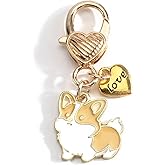 SHTALHST Cute Dog Keychain,Corgi Keychain with Heart Charm,Dog Bag Charm for Keys Purse Handbag,Birthday Gift for Pet Lovers