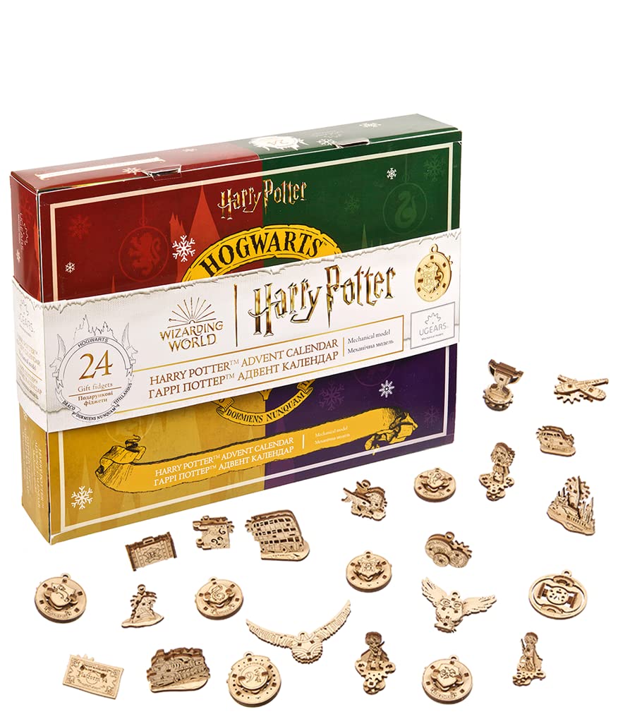 UGEARS Harry Potter Advent Calendar - Countdown Fidget Advent Calendar with 24 Fidget Wooden Models to Build for Adults - 3D Wooden Puzzles