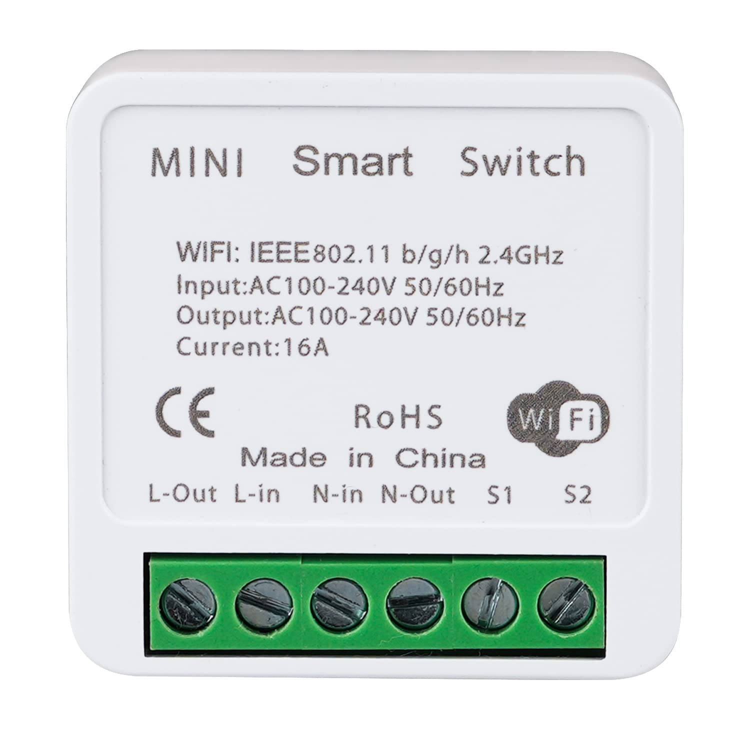 Milfra 16A Mini WiFi Smart Light Switch DIY Module, Controlled by Smart Life/Tuya App, Compatible with Alexa Echo and Google Home, Support 1 Way or 2 Way (1 Pack)