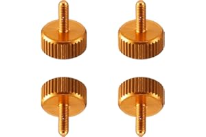 DTGN M2.6x8mm(DXL) Knurled Thumb Screws - 4Pack - Good for PC Computer Cases - Aluminum Alloy Thumbscrew Knurled Head Fully Threaded - Gold Tone