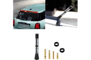 X XOTIC TECH Xotic Tech Car Short Antenna Union Jack Flag Theme Compatible with Mini Cooper All Models 3"(Black/Grey)