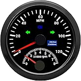 ARTILAURA GPS Speedometer 0-120MPH with Tachometer 8000 RPM Gauge 85mm 3-3/8" Boat GPS Speedometer Gauge with Antenna for Car Marine (Black)