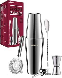 Cocktail Shaker, Cocktail Set Geschenk, Premium Boston Shaker 750ML 550ML Geschenkset, Cocktailshaker Bar Zubehör Set, Cocktail Shaker Edelstahl, Shaker für Cocktails Mixer löffel 6 Teiliges Barkeeper