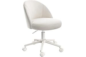 Bepatio Modern Armless Vanity Chair with Wheels, Adjustable Swivel Criss Cross Desk Chair with Back, Small Cute Ergonomic Off