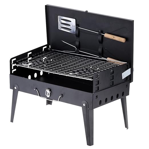Diswa Portable Briefcase Style Folding Barbecue Grill Toaster Barbeque