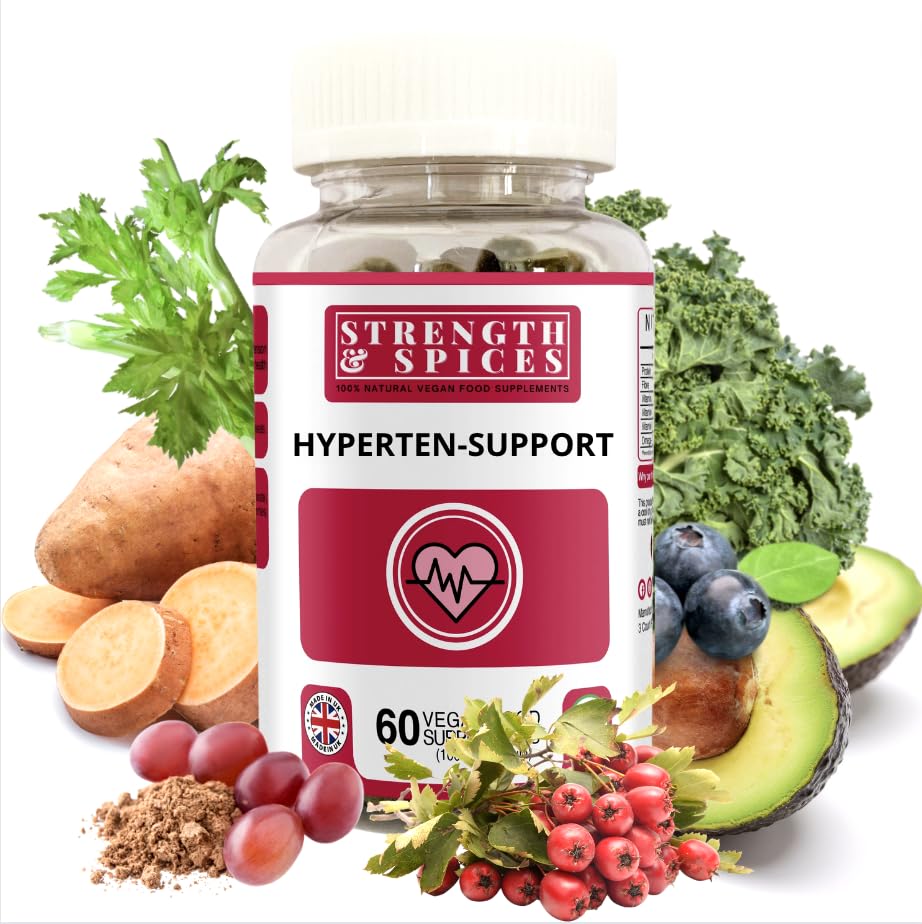 Strength & Spices - Hypertensupport, Supplements for Immune and Heart Functions, Plant-Based with 15 Natural Ingredients, 1000 mg, 60 Capsules