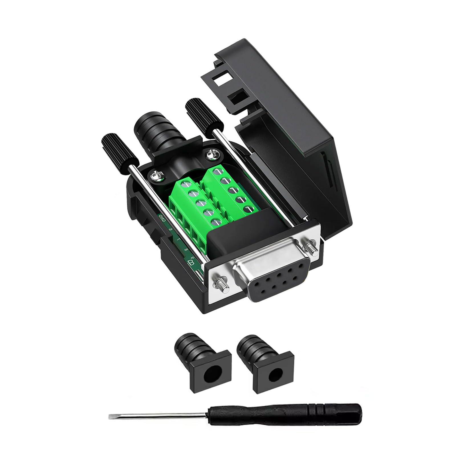 YIOVVOM DB9 Breakout Connector to Wiring Terminal RS232 D-SUB Female Serial Adapters Port Breakout Board Solder-Free Module with case(Female Serial Adapterr)